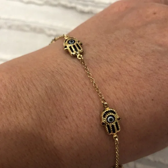 Solid 14k gold Hamsa evil eyes protection yellow gold bracelet.NEW
Stamp:585/14K - Picture 4 of 9